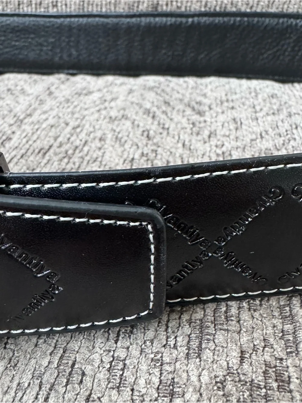 G ucci-Inspired Black Leather Men's Belt with Interlocking G Buckle Sz 36